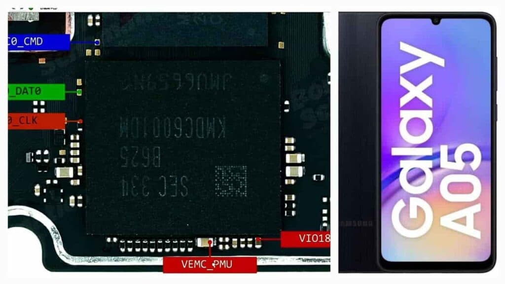 Samsung Galaxy A05 SM-A055F ISP eMMC Pinout & Test Point